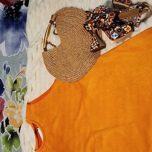 Bright Beautiful Orange Suede Dress by Zara